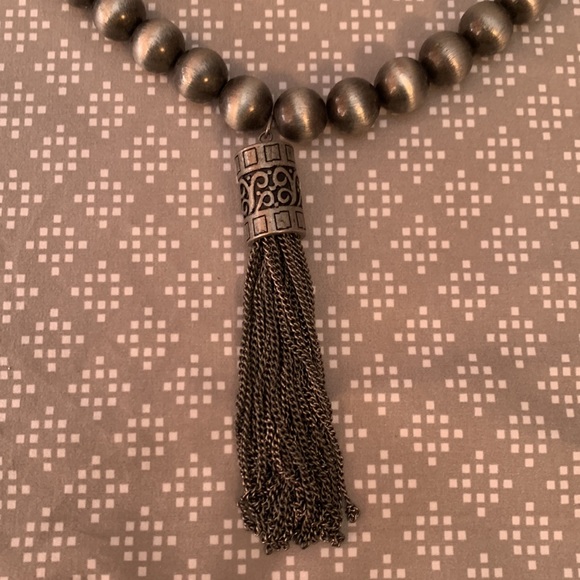 Silver Tassel Necklace Adjustable Length - Picture 2 of 5